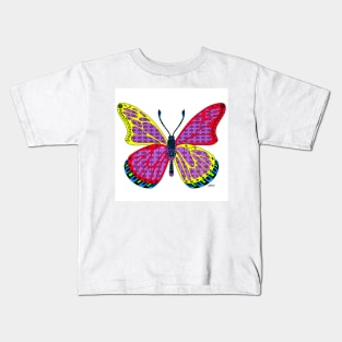 bullet with butterfly wings ecopop mandala zentangle mexican pattern art Kids T-Shirt